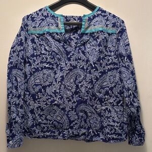 J. Crew Blue and Teal Paisley Blouse